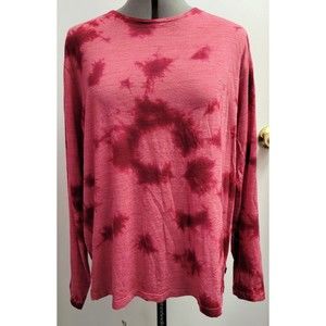 LULULEMON LAB Unisex Red Wool Blend Tie Dye Long Sleeve Tee Shirt Size Large Red